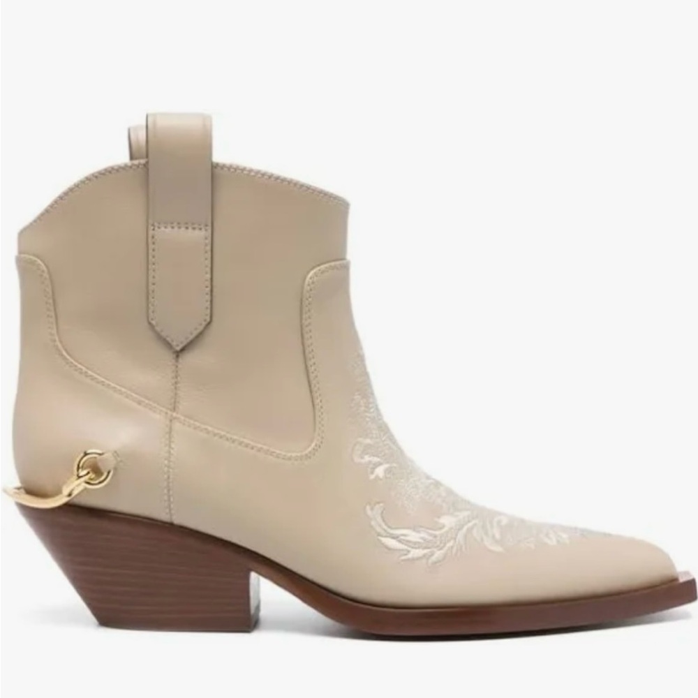 ZIMMERMAN Duncan Off White Calf Leather Ankle Boots, SZ 37